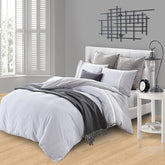 Riverton Cotton Striped Embroidered Duvet Cover Set